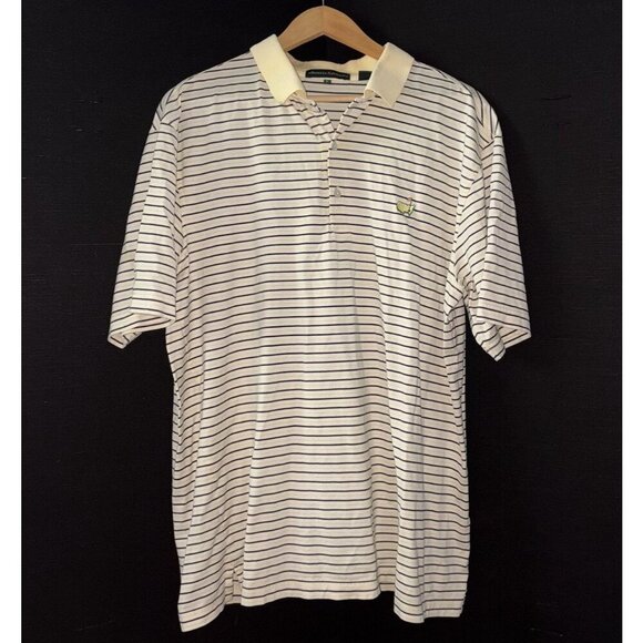 Augusta National Masters Polo Shirt Pima Cotton Yellow Black Stripes Size Large - Picture 1 of 7